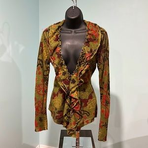 Olive green & multi color sweater